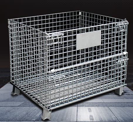collapsible  wire mesh pallet box steel basket stacking cont